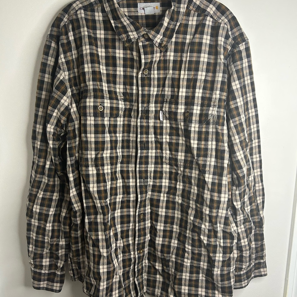 Carhartt Brown and Cream Plaid Shirt
